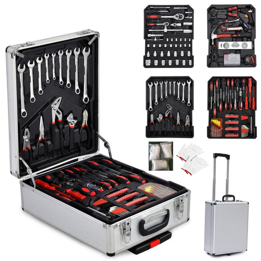 Complete 4-tray mobile tool workshop with wrenches and sockets for home repair.