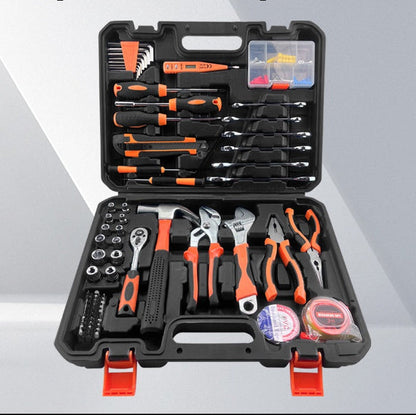 73-piece professional machine repair tool set with orange and black handles for home and auto.