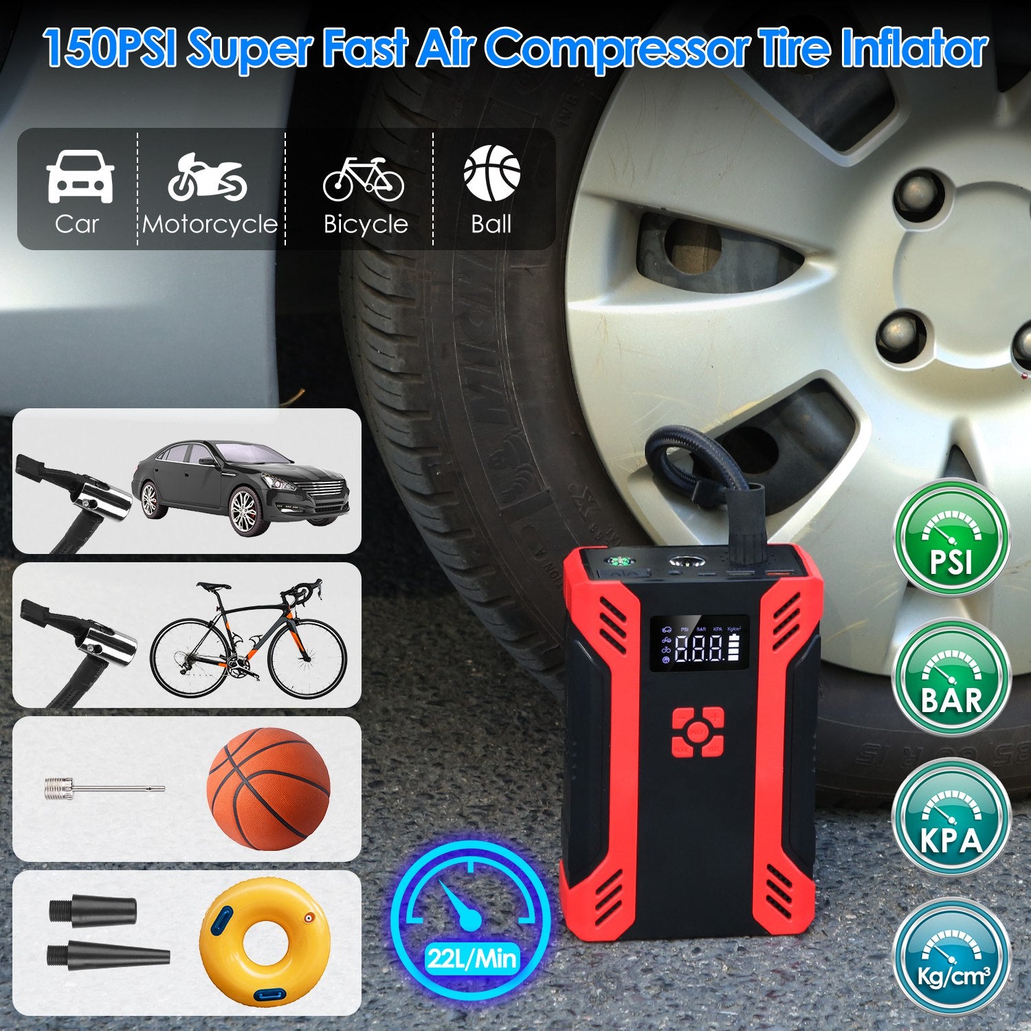Smart jumper cables with spark-proof technology and reverse polarity protection.
