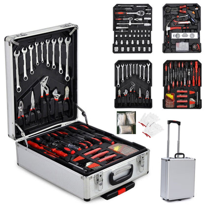Complete 4-tray mobile tool workshop with wrenches and sockets for home repair.
